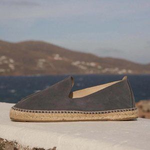 Suede Flat Espadrilles Hamptons Carbon Gray